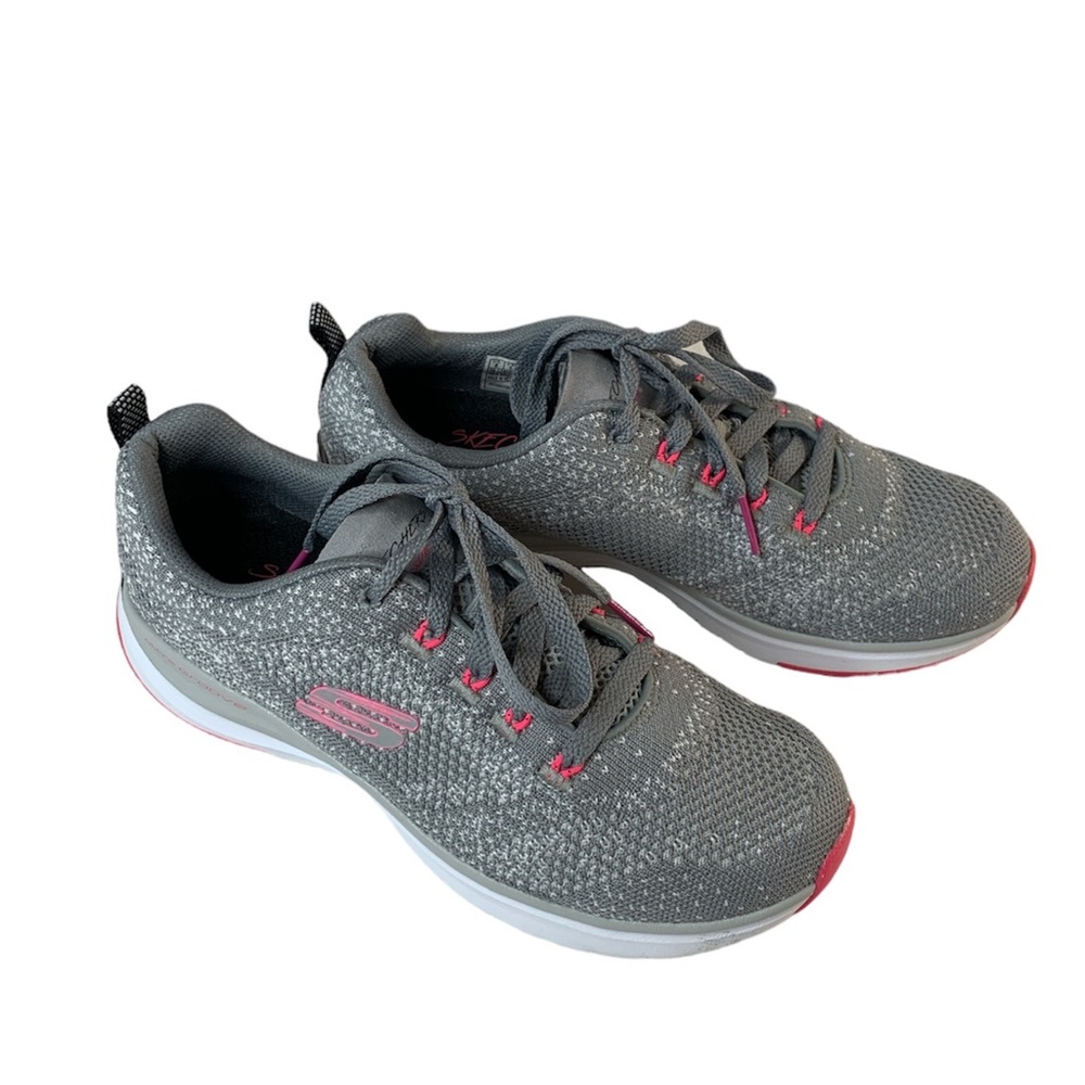 Skechers Flex Comfort Womens Shoes Air Cooled Memory Foam Size 8 Grey/Hot Pink